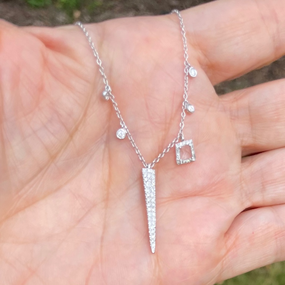 Meira T Dagger Diamond and White Topaz Necklace